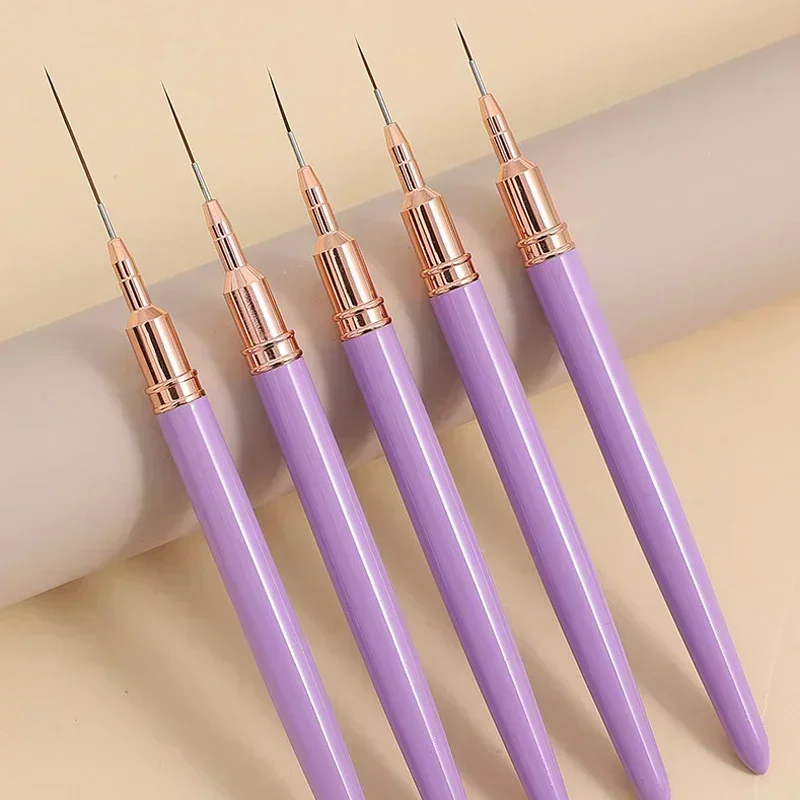 1 Pc Nagellakborstel Set Handvat Nagels Kunst Penselen Tekenen Lijnen Streep Schilderen Bloempennen Manicure Tools 7/9/11/15/25Mm