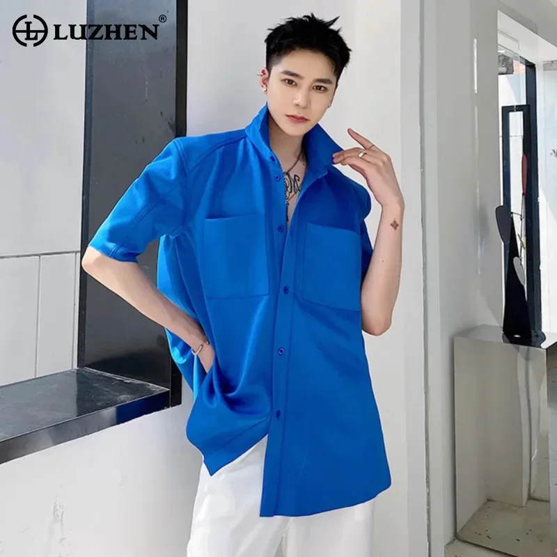 

LUZHEN Short Pockets 2025 Big Summer Design New Personalized Sleeve Shirt Men's Stylish Original Elegant Temperament Tops JY2692