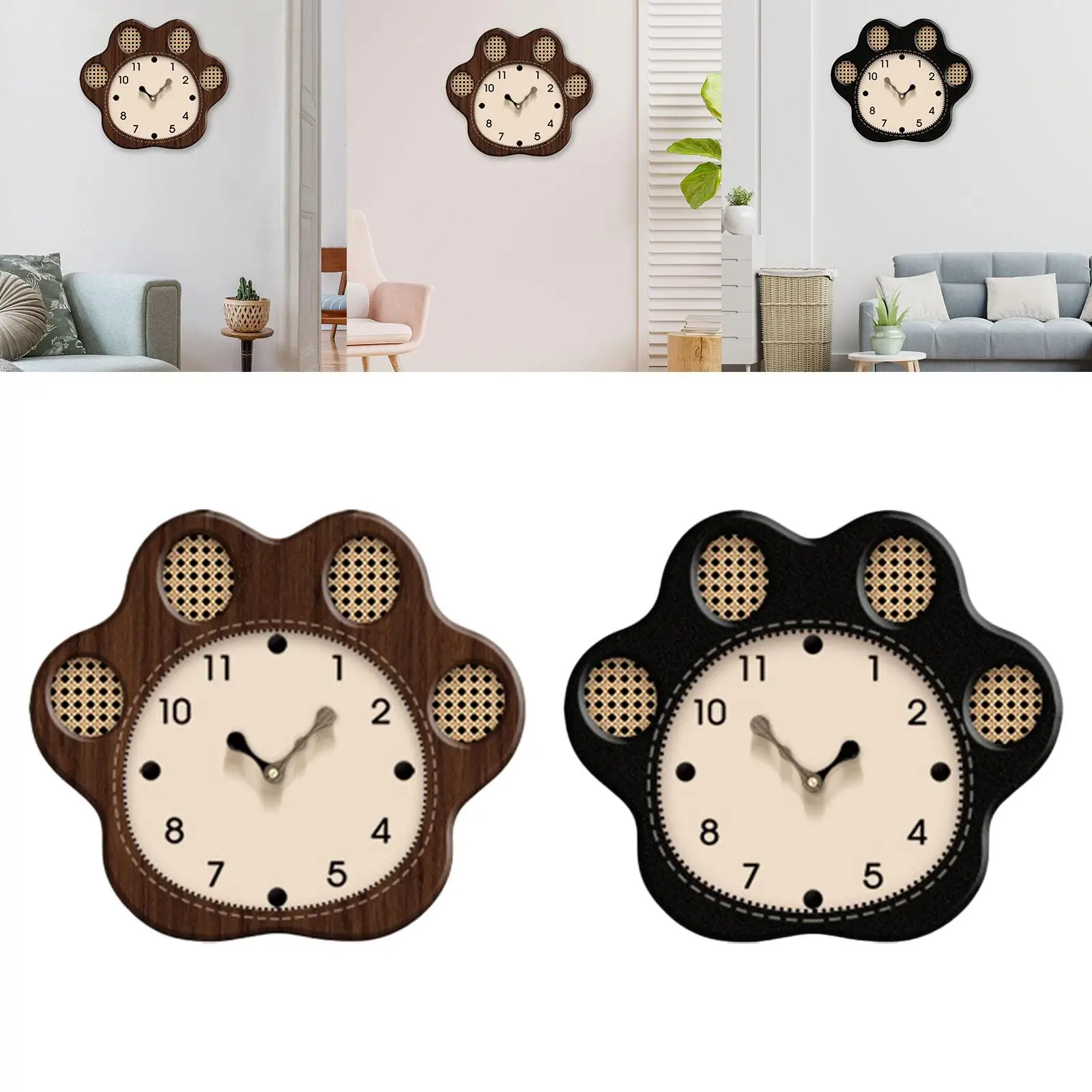 

Wall Clock Home Decoration Quiet Easy to Read Classic Paw Ornament Hanging Clock for Study Room Office Kitchen
