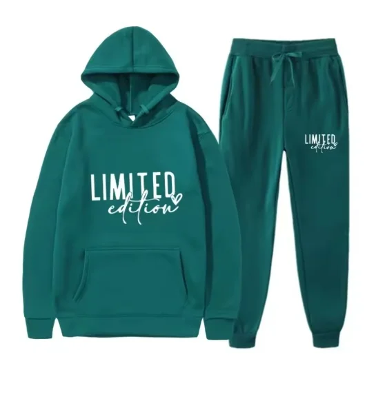 

The 2025 Men's and Women's Autumn New LIMLTED Printed Hoodie and Pants Two-piece Set Is Fashionable and Casual