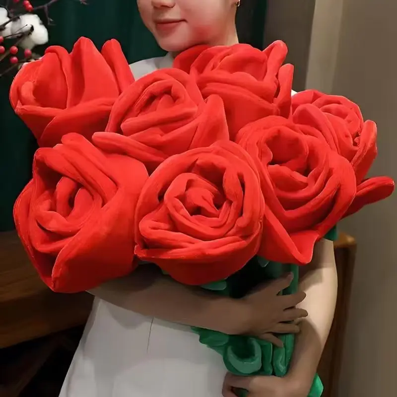 Großer Roter Künstlicher Rosenstrauß für Heimdekoration, Valentinstag und Muttertag Geschenke, Hochzeitsdekoration – Detail 1