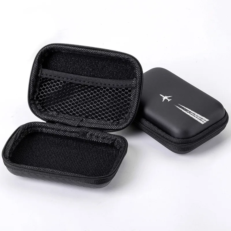Airplane Print EVA Hard Shell Electronics Organizer Shockproof Portable Cable Bag for Earphone Charger Hard Drive Tech Gadgets