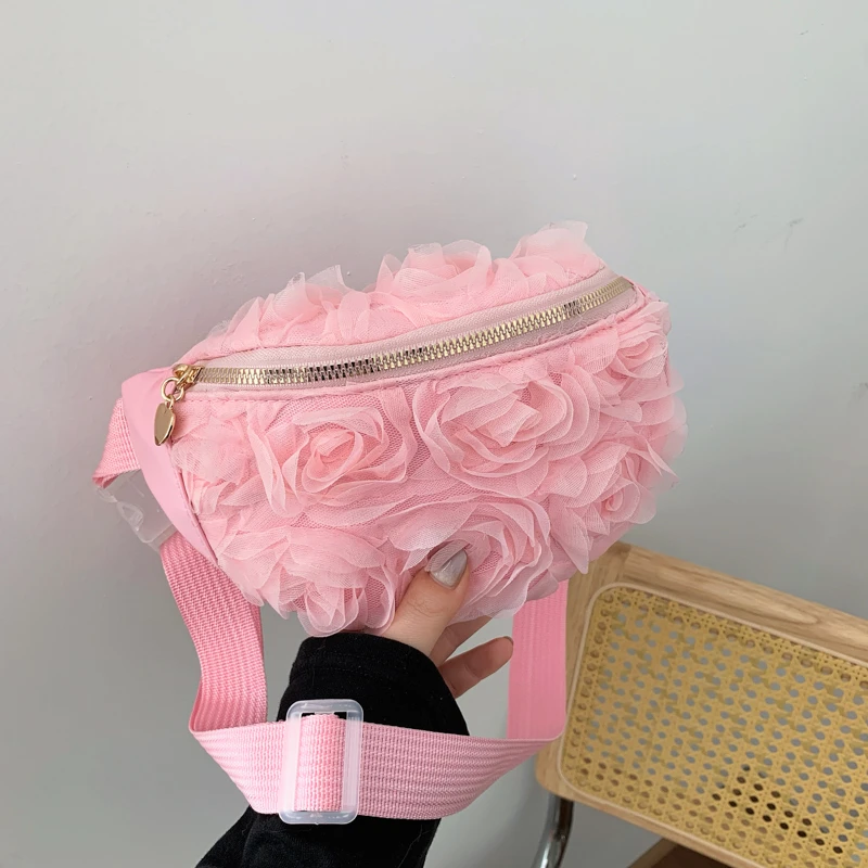 

Модная поясная сумка с кружевом и розами, женская сумка-кроссбоди из ткани, универсальная нагрудная сумка для телефона, трендовая сумочка для девушек