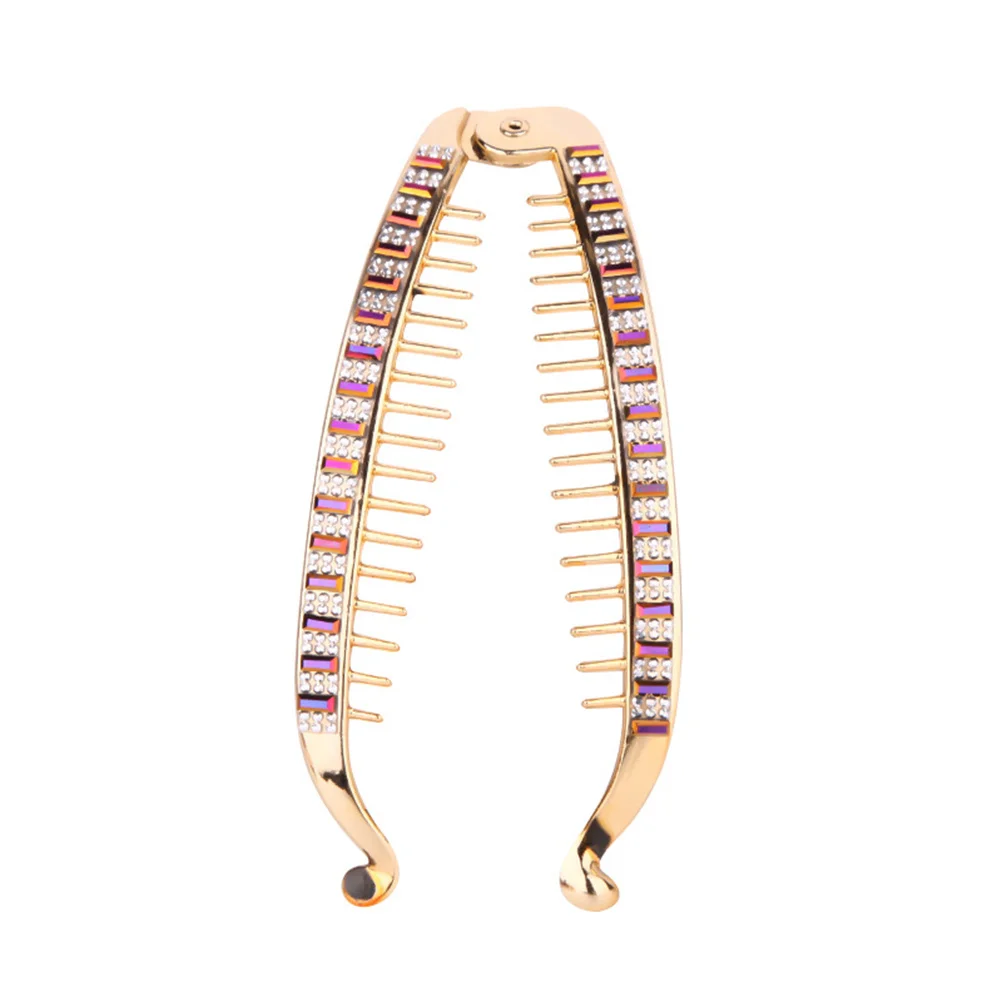 

3Pcs Rhinestone Hair Clips Premium Material Non-Slip Fish Shape for Women Girls in Bright Golden Elegant Style