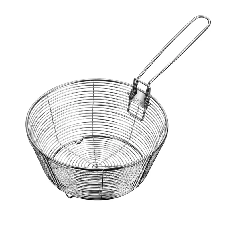 Strainer Basket Fine Mesh Non-Stick Bottom Foldable Handle Anti-Scalding Heat Resistant Rust-Proof Kitc