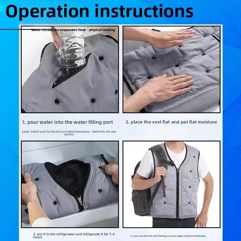 Summer Ice Vest Men's -15 ℃ Physical Cooling Sleeveless Working Vests Men Portable Fishing Air Conditioning Refrigeration Jacket