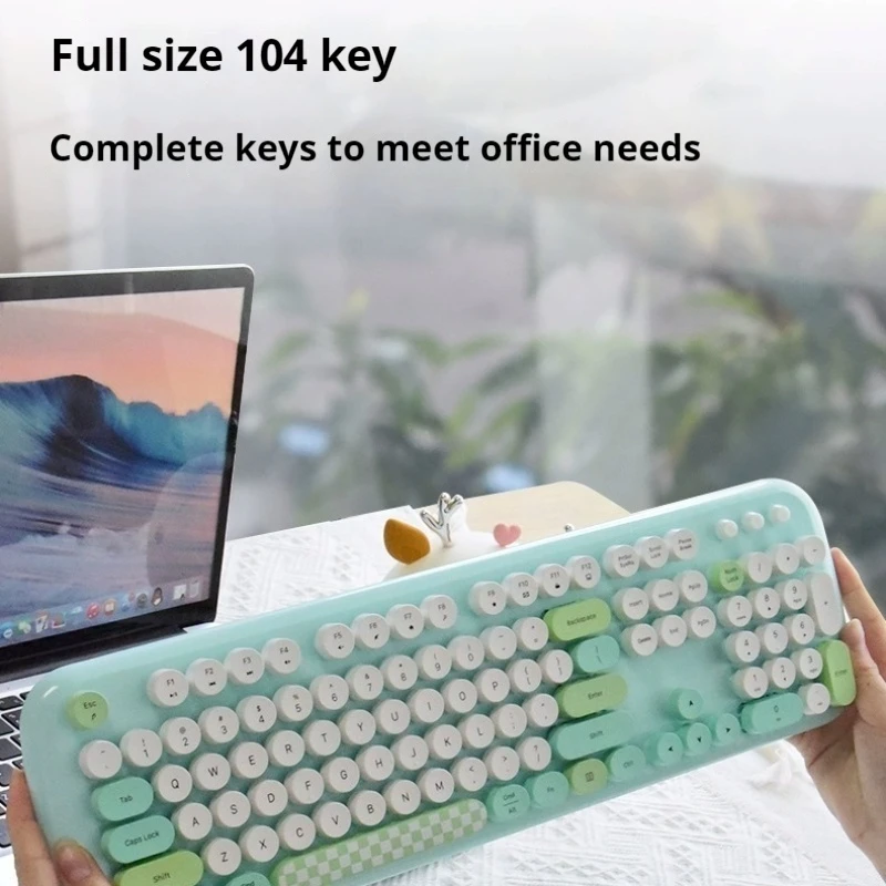 

Wireless Mechanical Keyboard 104 Full Key Usb Interface Suitable For Female Desktop Computers Laptops Office And Home Computers