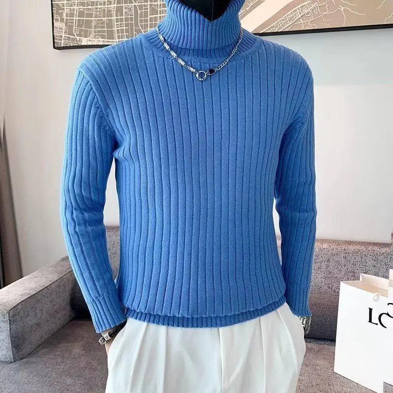 Maglieria invernale da uomo alta Ne Slim Fit Thiened Strato base Colore giovanile Maglia irt Casual Morbida fibra di poliestere