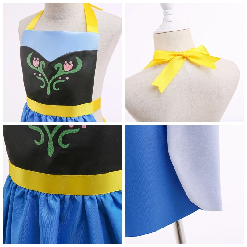 Elsa Cosplay Parent-child Apron Dress Creative Party Cooking Painting Baking Pinafore Princess Girls Costume view 6