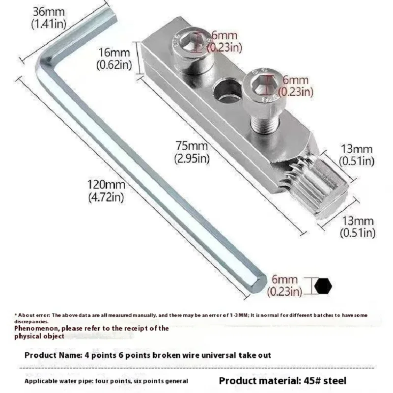 Broken wire extractor Threading Tools Tap Screw Remover Water-tap Angle Valve Repair for 4/6 Points Bolt Extractor Plumbing tool