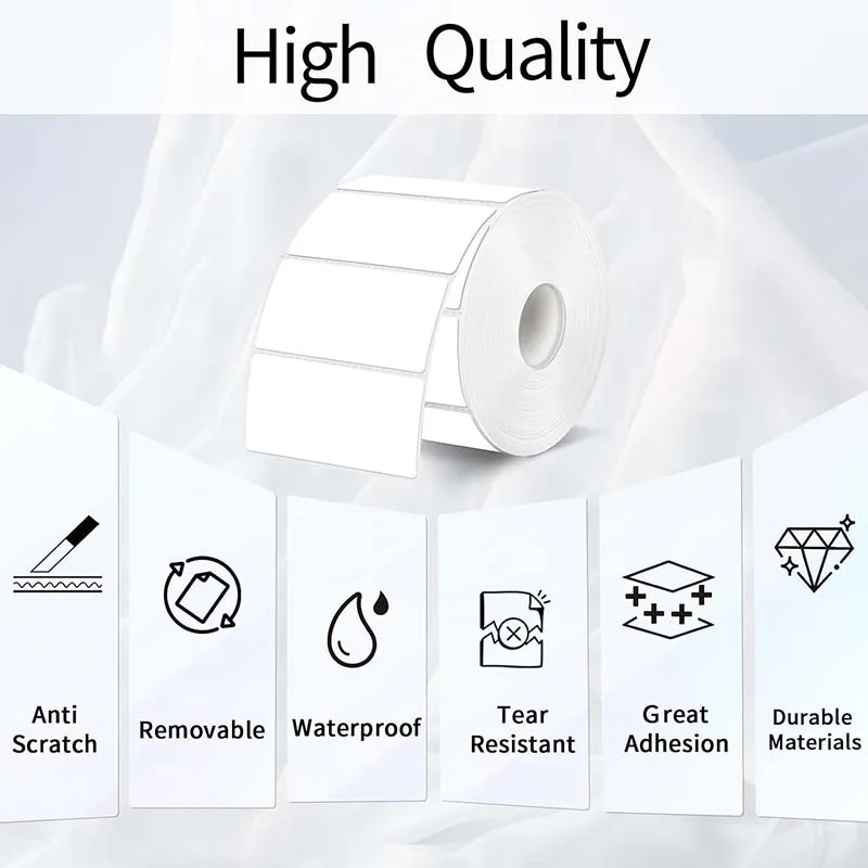 Rolo de papel térmico 3PK, 40x30mm, 50x30mm, 40x60mm, adesivo à prova d'água para impressora Phomemo M220 M110 Marklife P50 P80