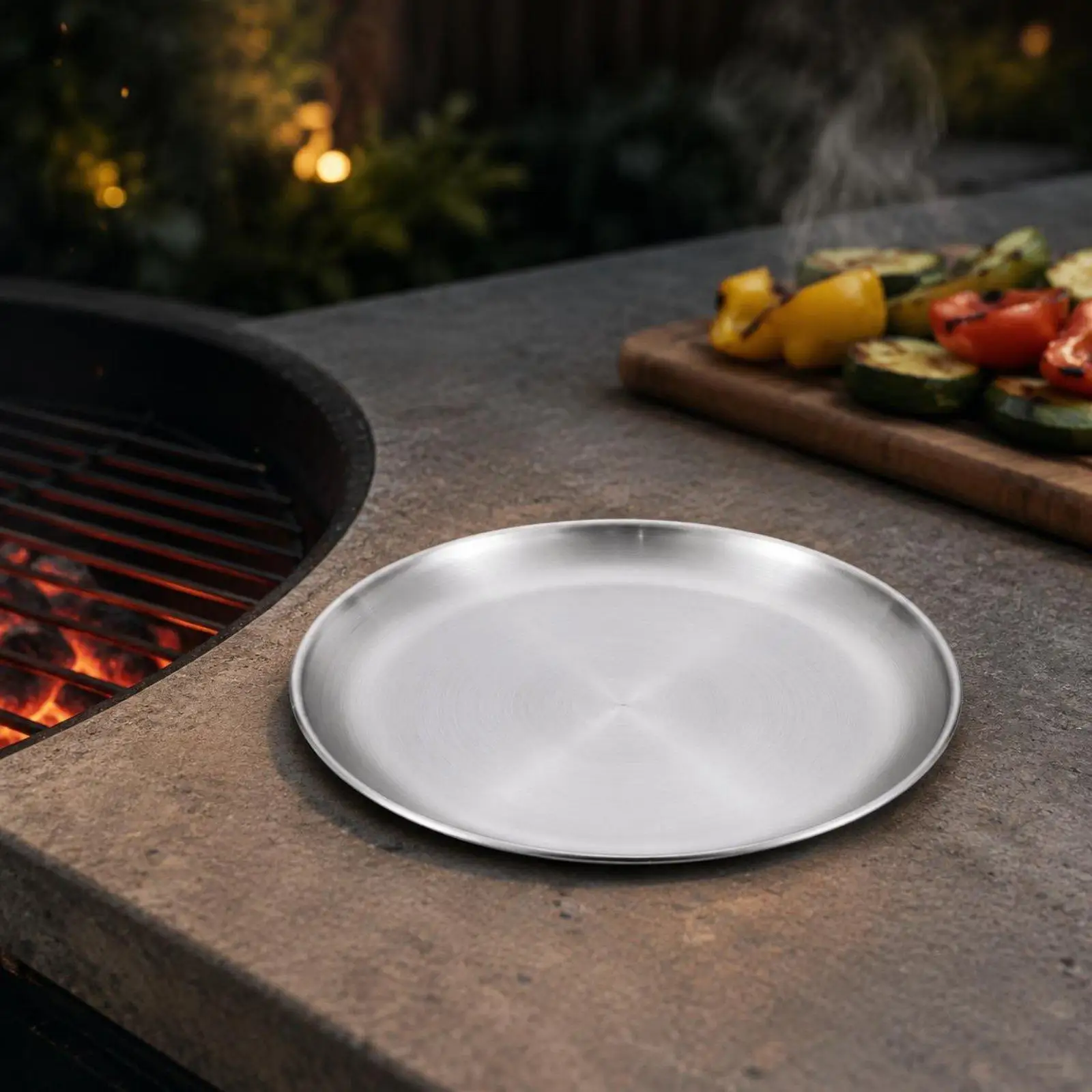 Heavy Duty Stainless Steel Plate Curry Dish Buffet Tray Multipurpose Picnic Ware for Outdoor Meals