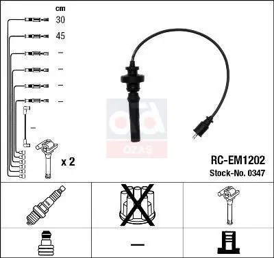 Store code: 347 for spark plug cable TK 04 LANCER 16V 98hp 