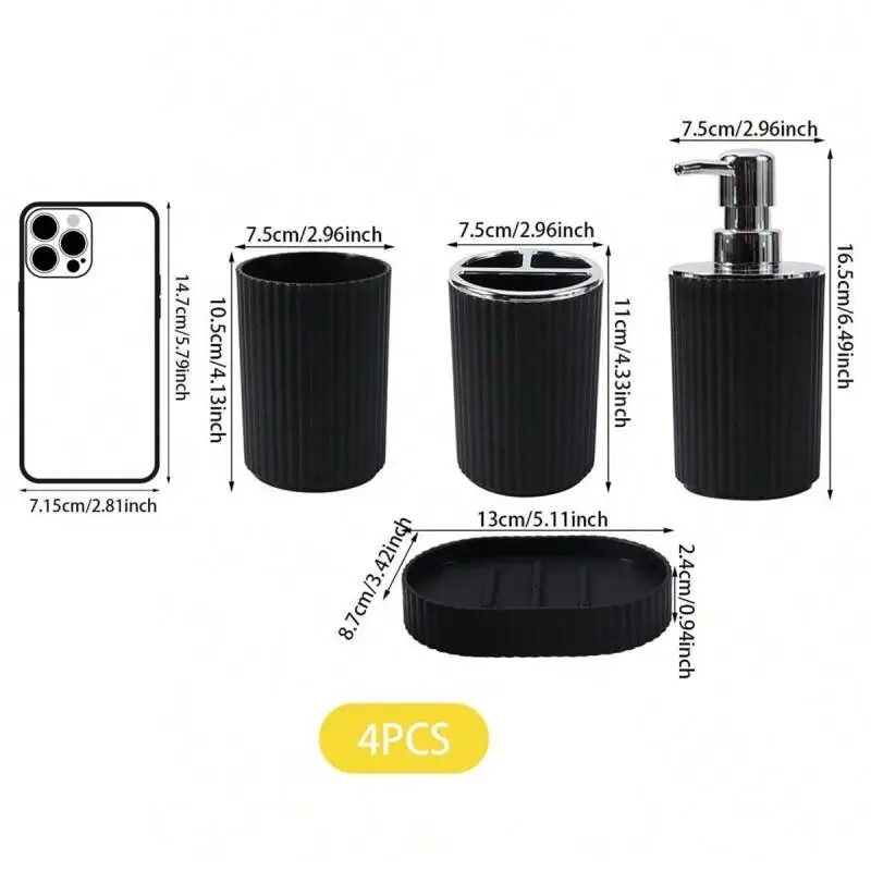 4-piece Bathroom Wash Set, Soap Dispenser, Mouthwash Cup, Toothbrush Holder, Soap Box for Bathroom/Housewarming