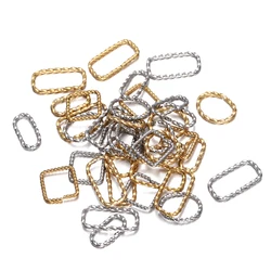 5pcs 6 8 10mm Stainless Steel Oval Square Jump Rings Twisted Open Split Rings Connector For DIY Jewelry Makings Accessories