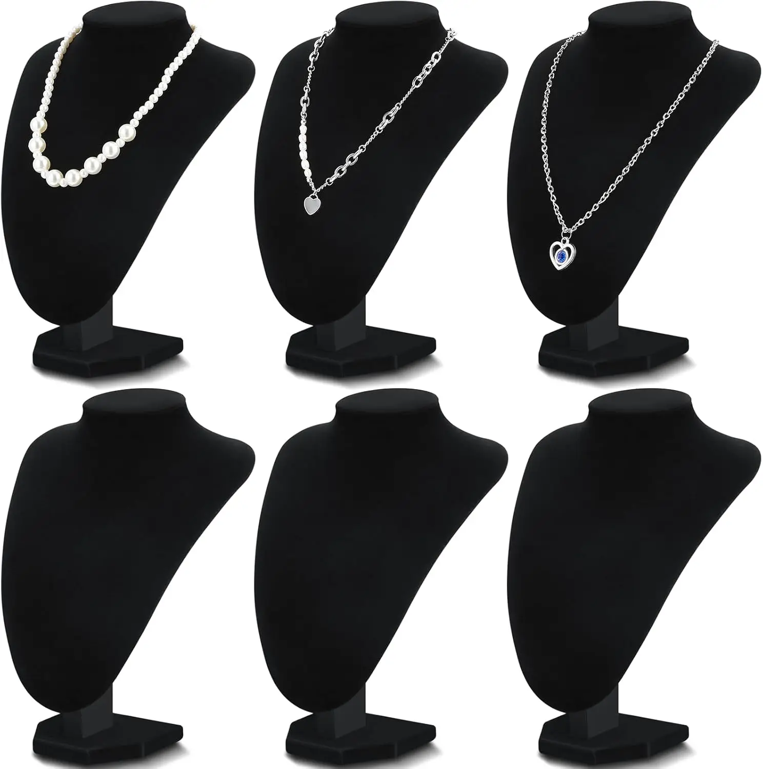 

Набор из 6 бархатных подставок-бюстов для демонстрации украшений: для дома, магазина, выставок, фотосъемки, ритейла