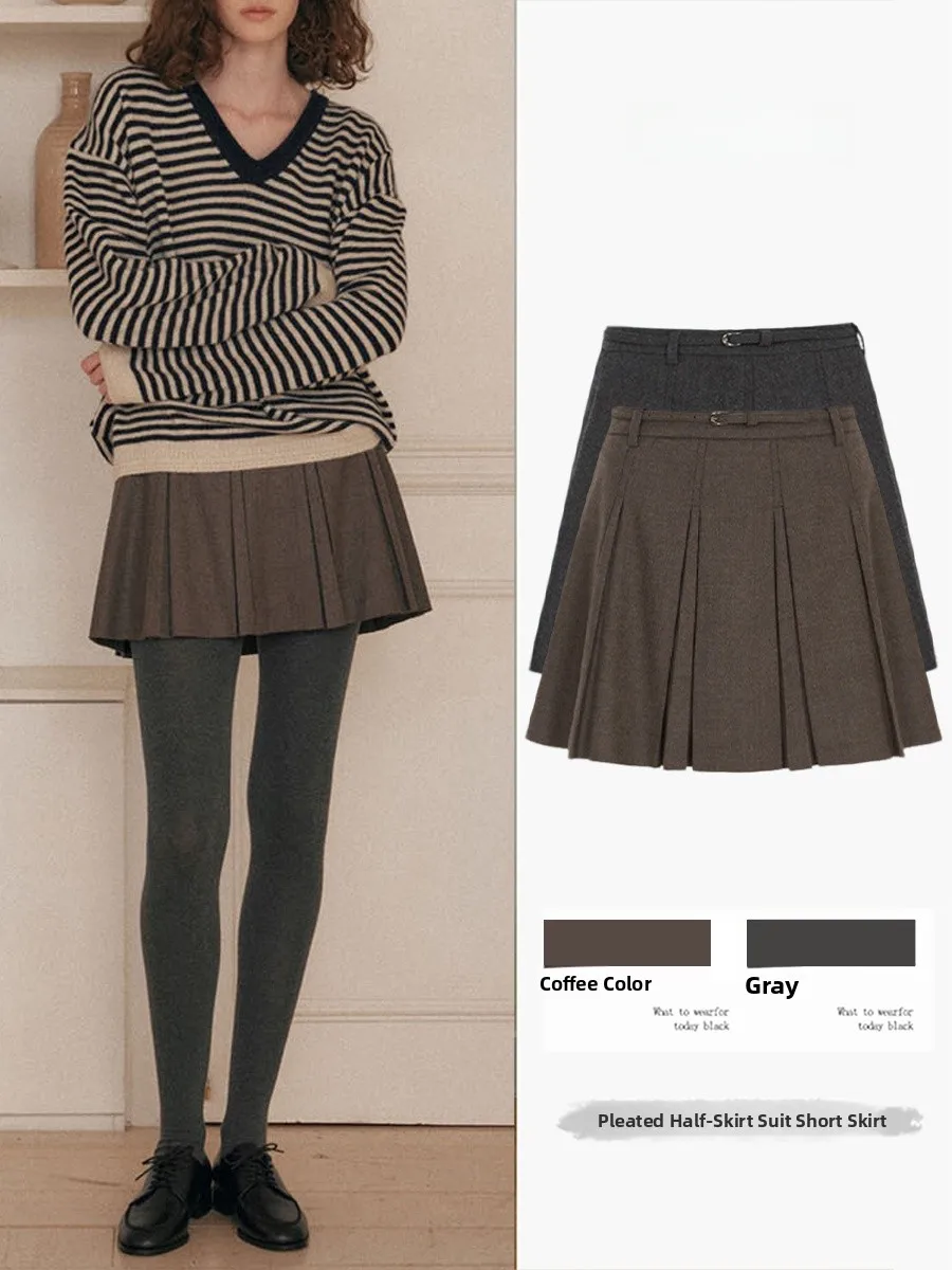 

Caramel A-Line Skirt Women's Autumn Winter New High Waist Flattering ort Skirts Polyurethane Fiber Slimming Effect