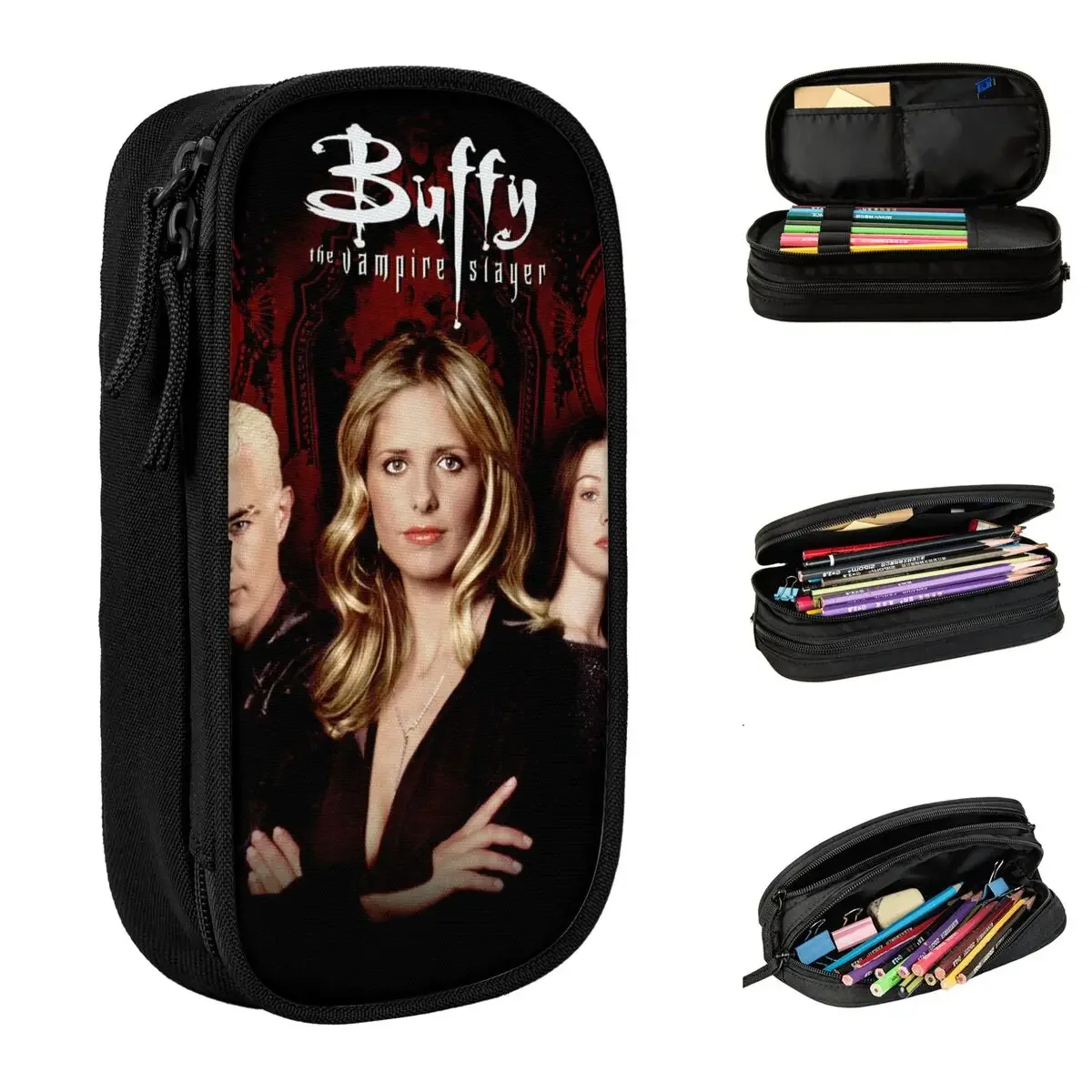 

Buffy The Vampire Slayer Pencil Case Fun Willow Spike Pen Box Bag Student Big Capacity School Supplies Cosmetic Pencilcases