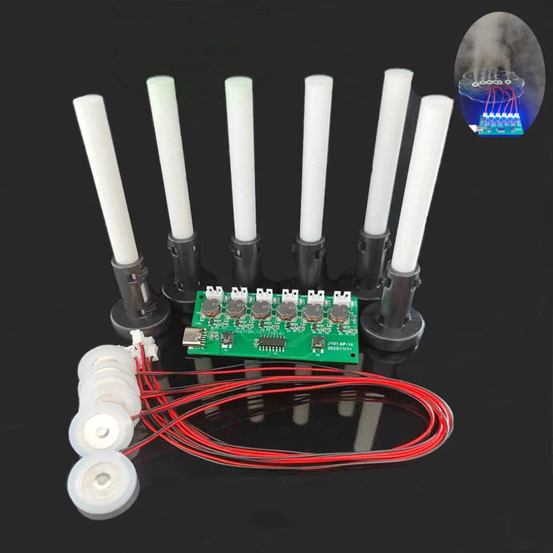 1Set Humidifier Module DIY Kit Nebulizing Control Board Ultrasonic Nebulizer Mist Driver Circuit Board Type-C Interface 6 Nozzle