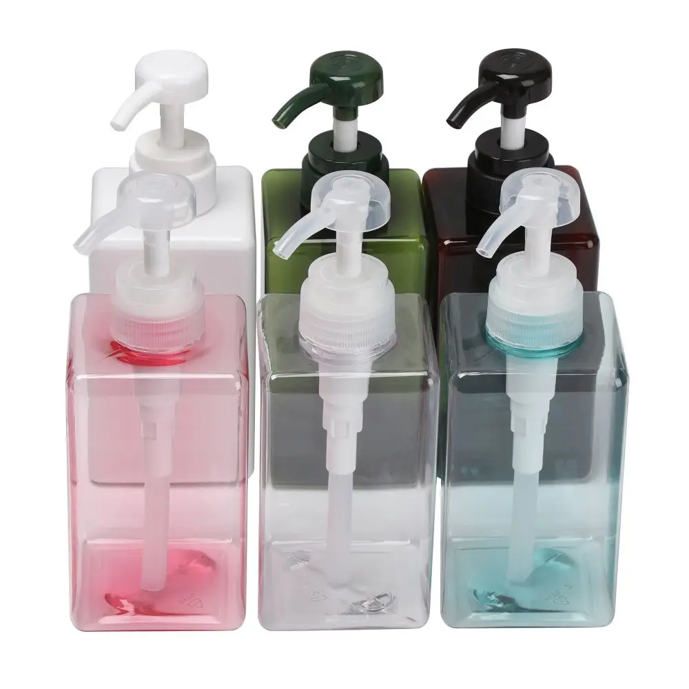 

650ml Square Clear Bottle Liquid Soap Whipped Mousse Points Bottling Shampoo Lotion Shower Gel Pump Bottlesnding