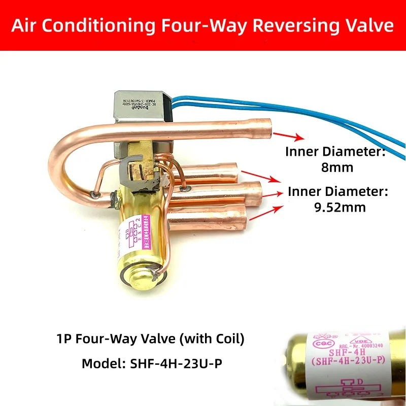 Four-Way Reversing Valve 1P 1.5P-2P 3P Air Conditioner Air-Source Heat Pump Air Conditioning Four-Way Valve Accessories Coil