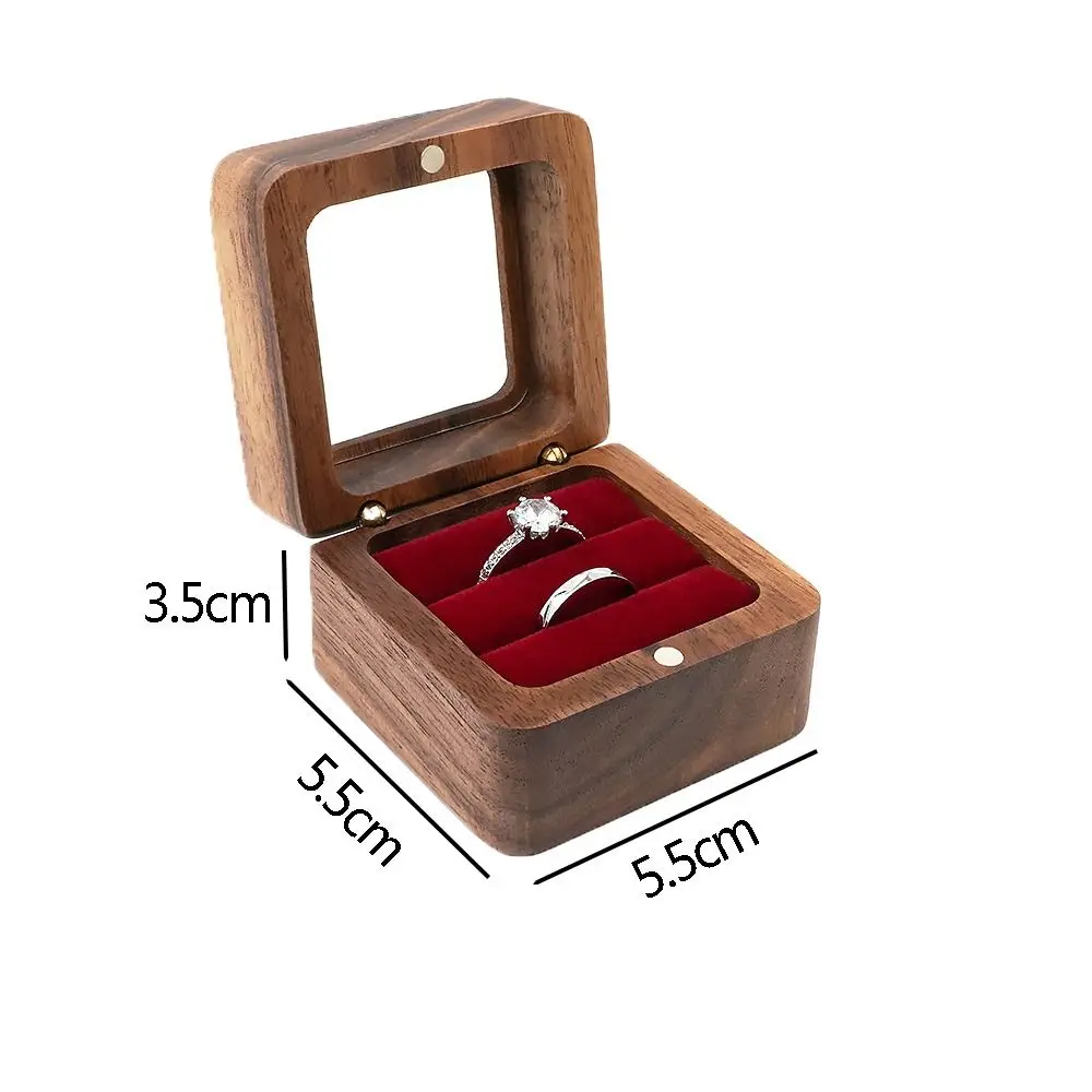 Engagement Wooden Wedding Jewelry Box Lover Ring Display Box Storage Holder Ring Storage Box