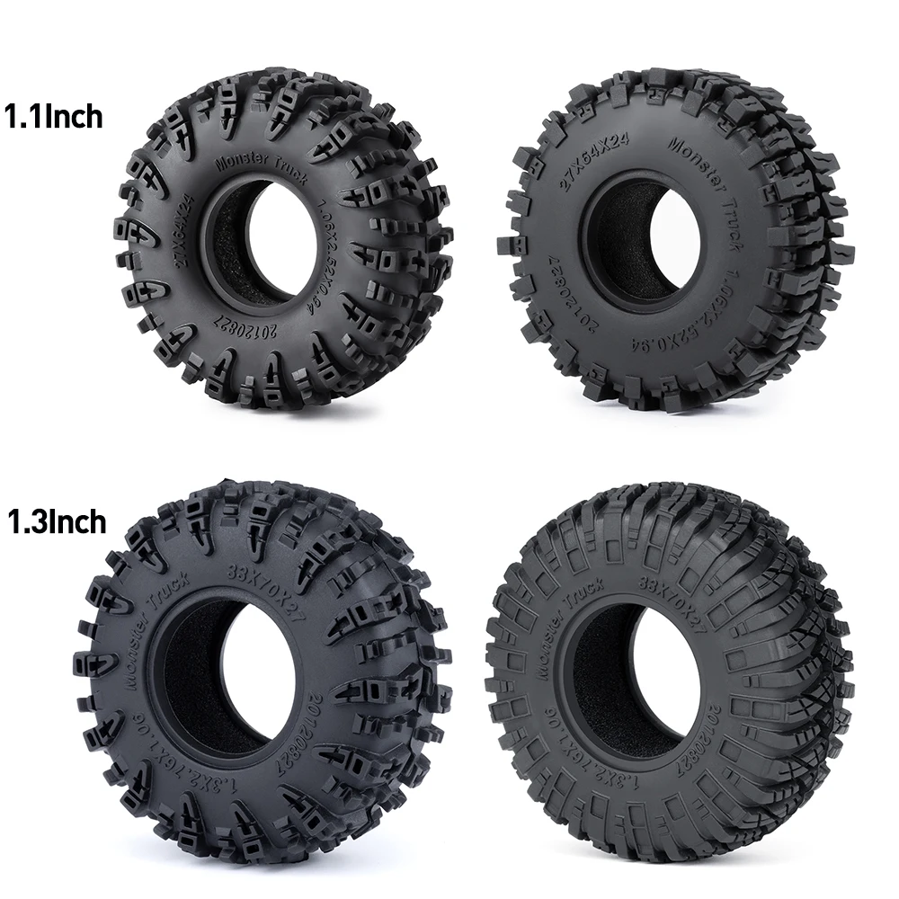 AXSPEED 4 pièces 1.1 "/1.3" pneus en caoutchouc pneus de roue de Terrain de boue pour 1/18 1/24 Micro chenille TRX4M Axial SCX24 FMS FCX24 pièces