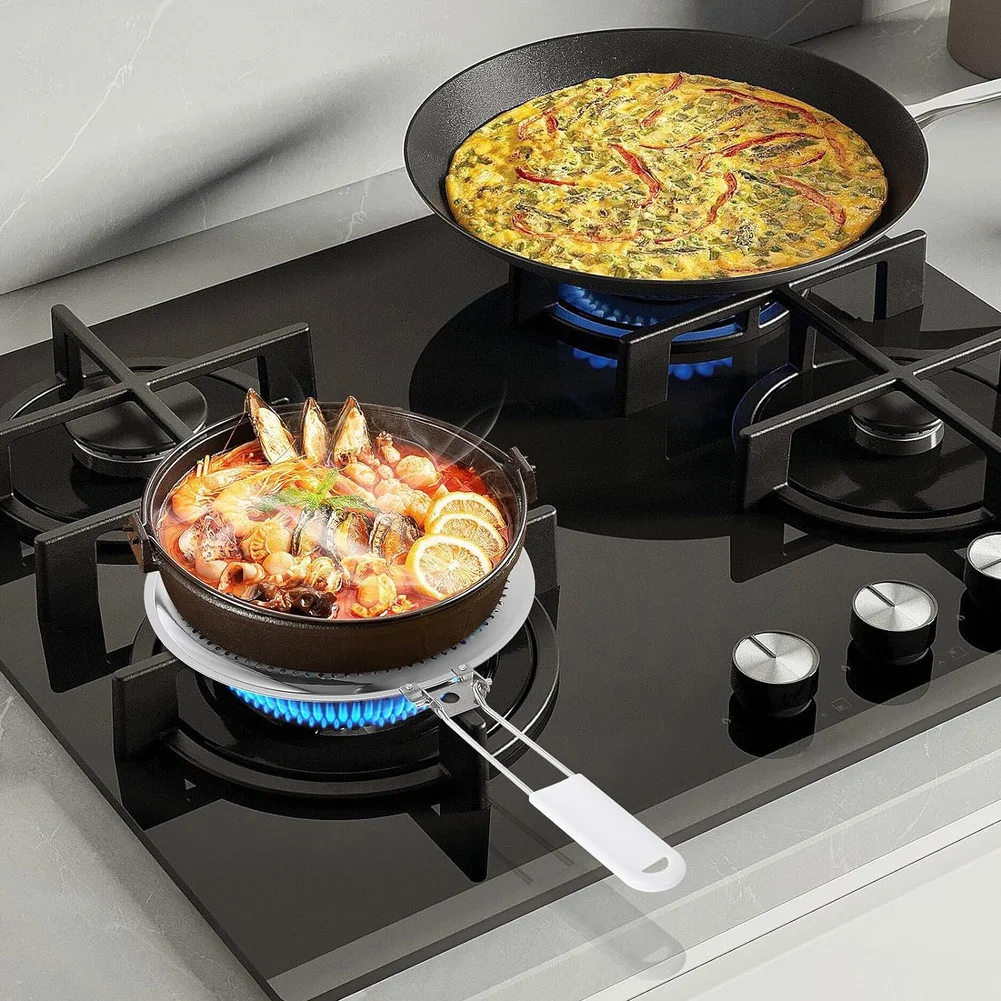 Common Heat Diffuser Plate Folding Stay-Cool Handle Stainless Steel Heat Conducting For Gas Electric Stoves Prevents Scorching