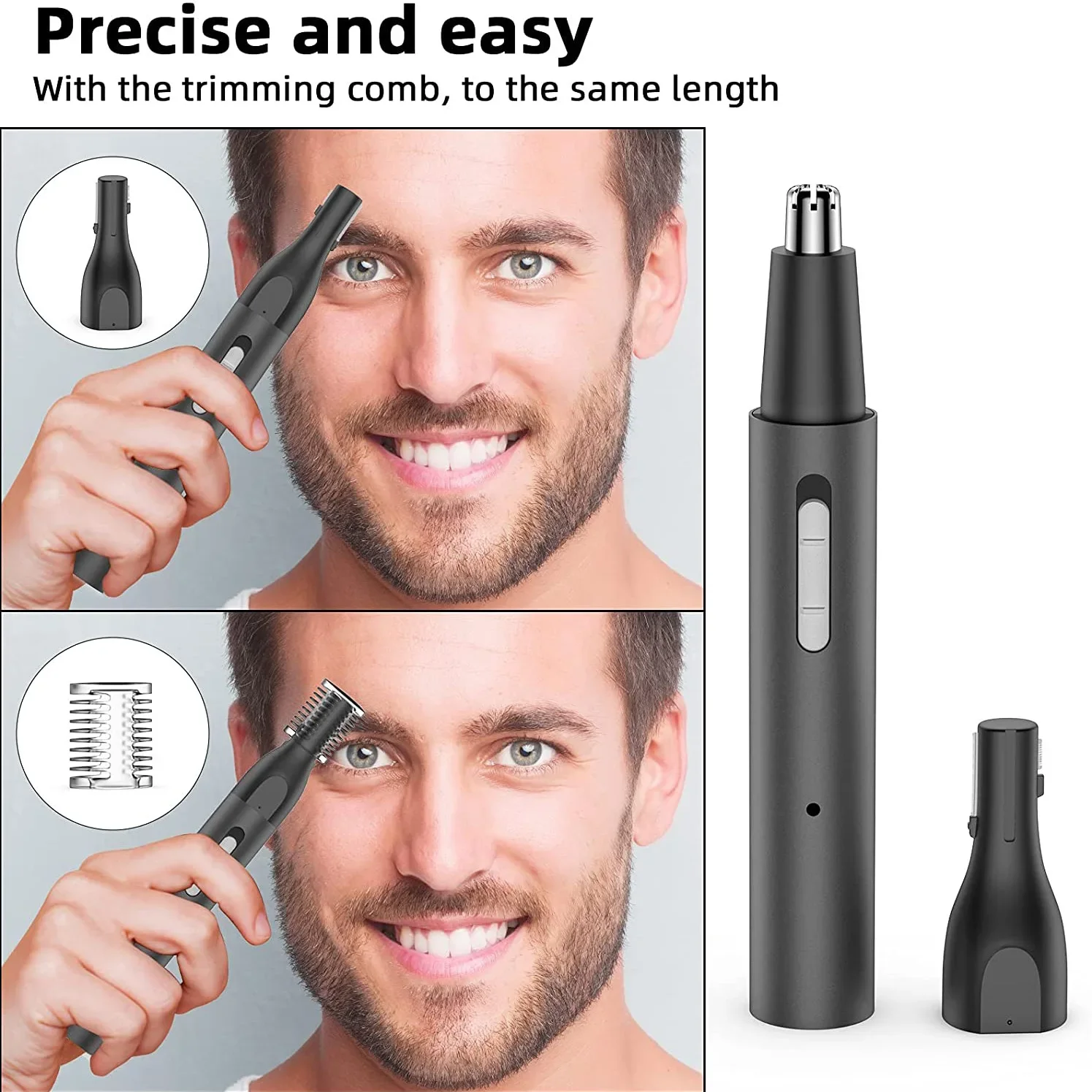 3-in-1 electric nose hair trimmer, aluminum tube body epilator USB rechargeable nose hair trimmer, eyebrow trimmer hair trimmer