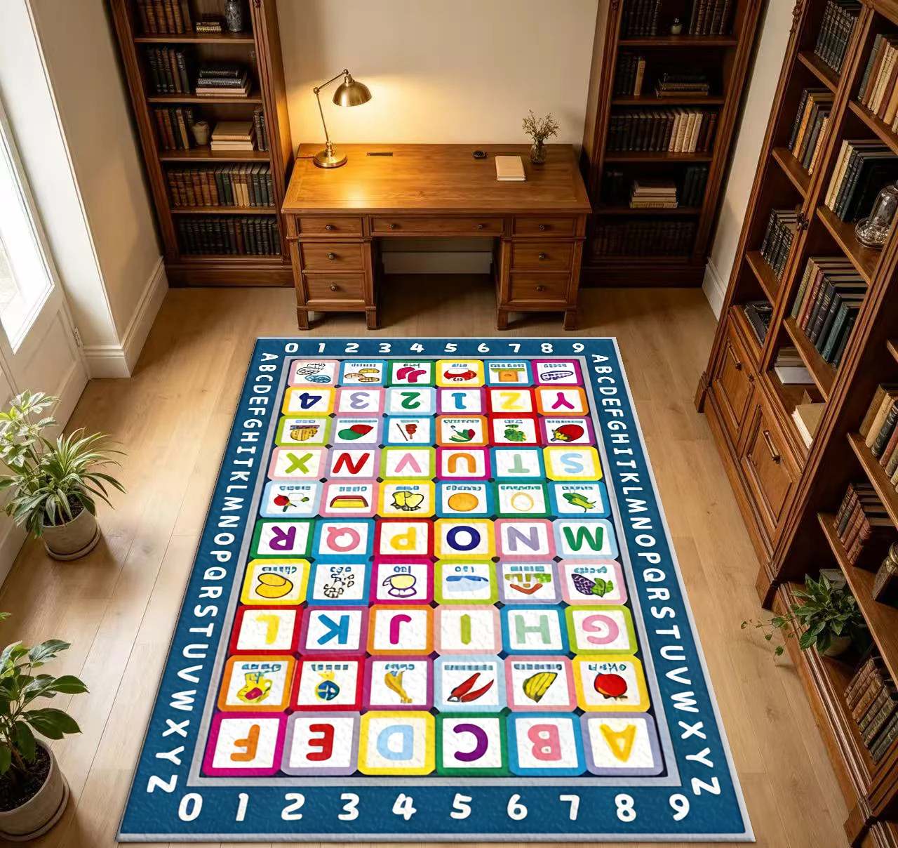 Kids Alphabet Number Fruit Vegetable Educational Learning Play Area Rug