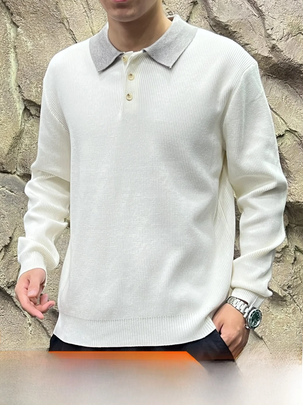  Knit  Shirt for Men Breathable Comfortable Flip Collar Design Autumn Winter Fashionable Light Weight Sweater