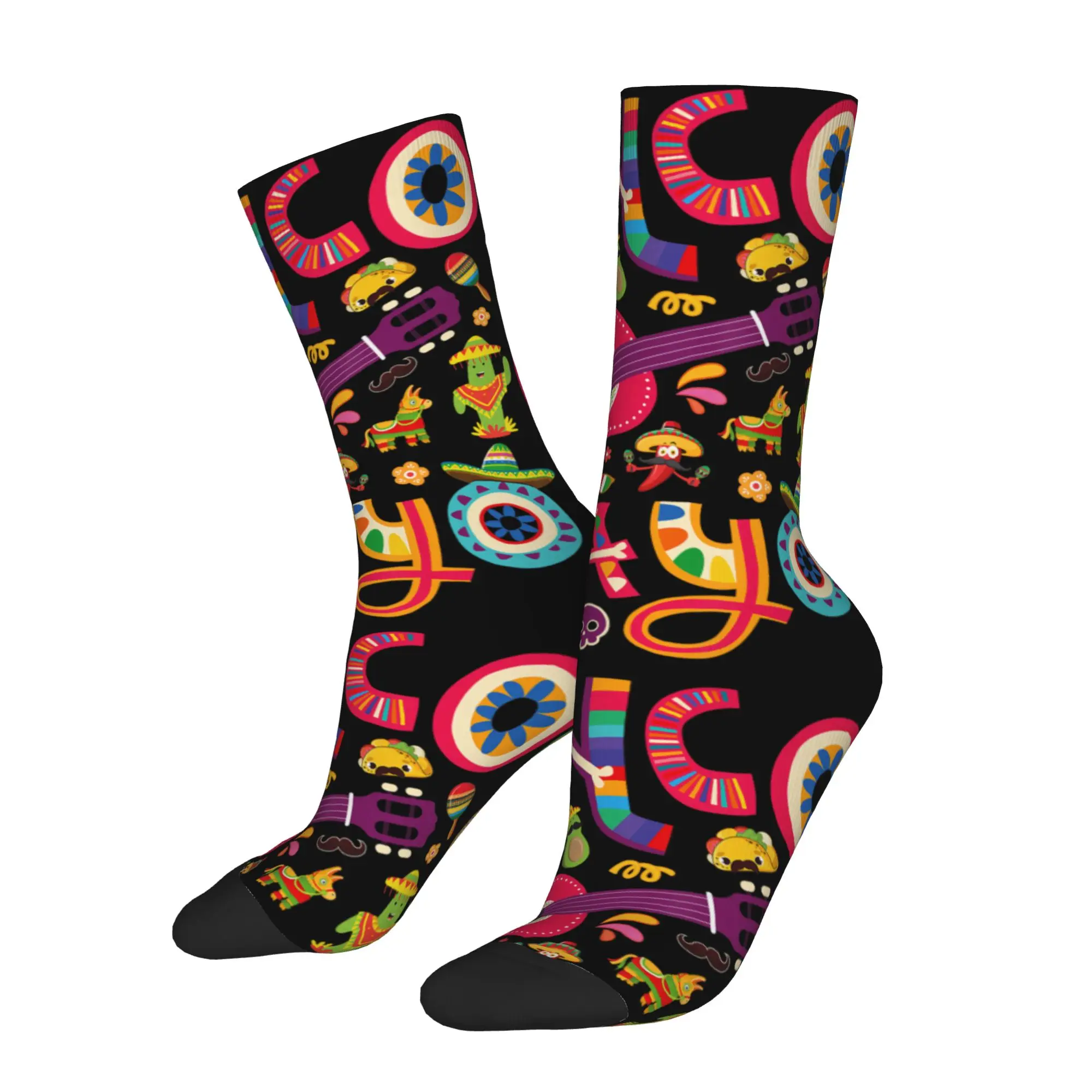 

1 Pair Happy Funny Men's Sock Cinco de Mayo Tee Mexican Taco Guitar Fiesta Cinco de Mayo Vintage Harajuku Cinco De Drinko Sock