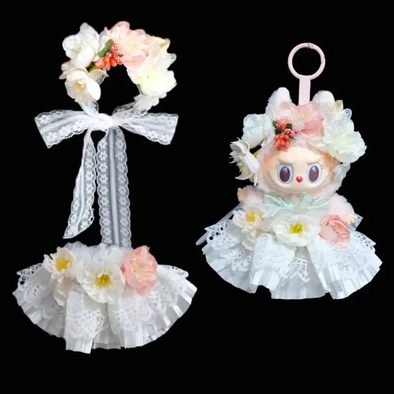 17cm Labubu Idol Dolls Clothes Beautiful Flower Cute Dress Accessories Korea Kpop Exo Clothing Hoodie Plush Doll'S Clothes