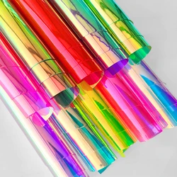 20*30/135cm Transparent PVC Fabric Iridescent Holographic Laser Rainbow Shiny Vinyl DIY Bow Earring Making Craft Bag Sheet 10pcs