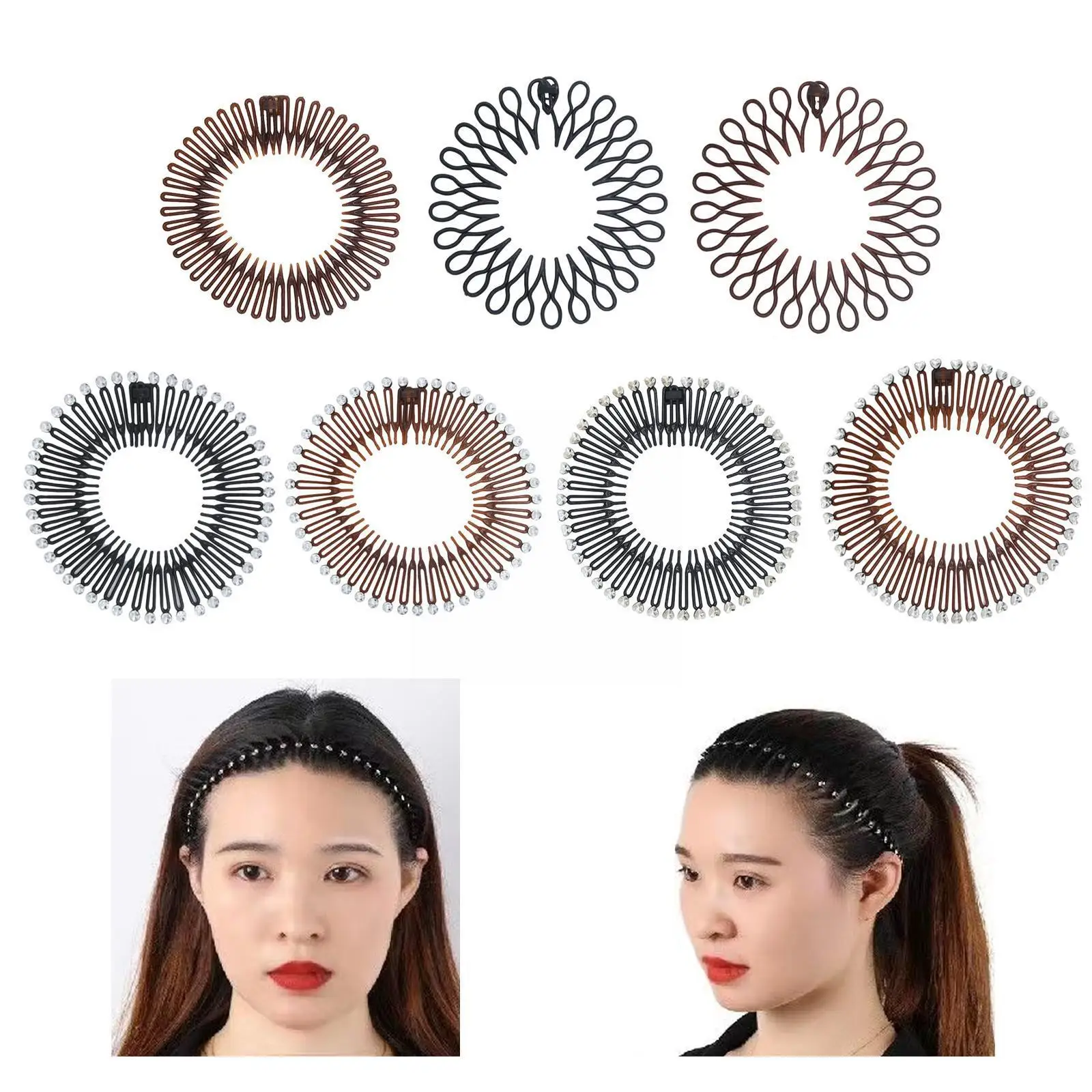 

Full Circle Stretch Comb Teeth Spring Headband Woman Dental Circles Hairband Hair Face Fixed Wash Headband Adjustable Rhine H5E5