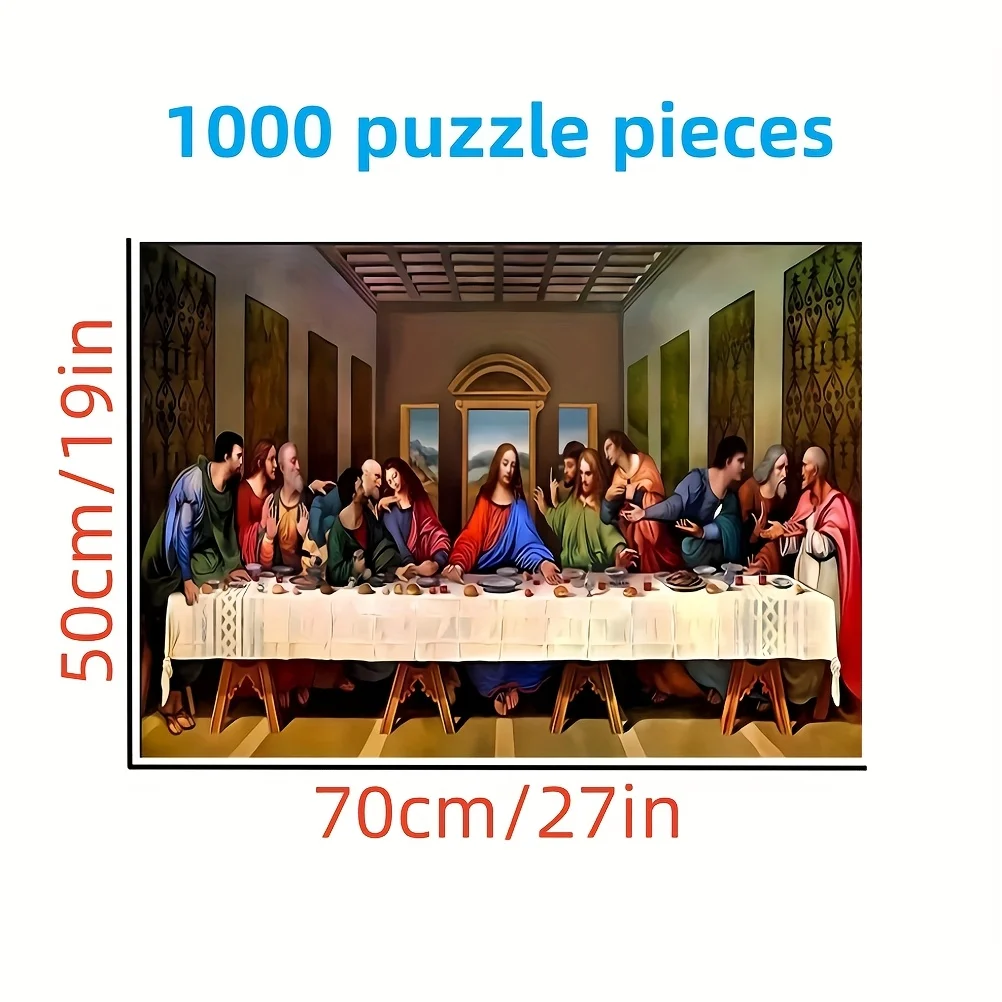 1000ピース DIY 最後の晩餐 ジグソーパズル - 厚くて丈夫な白い厚紙、継ぎ目のない縁、19.7x27.5インチの鮮やかなアート作品（広告用）