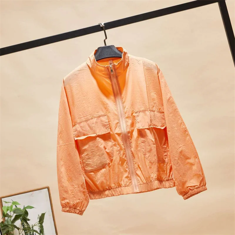 Korean Female Long Sleeved Sunscreen Jacket Summer Women Leisure Sports Jacket Coat Solid Thin Ladies Outwear Sunscreen Clothing