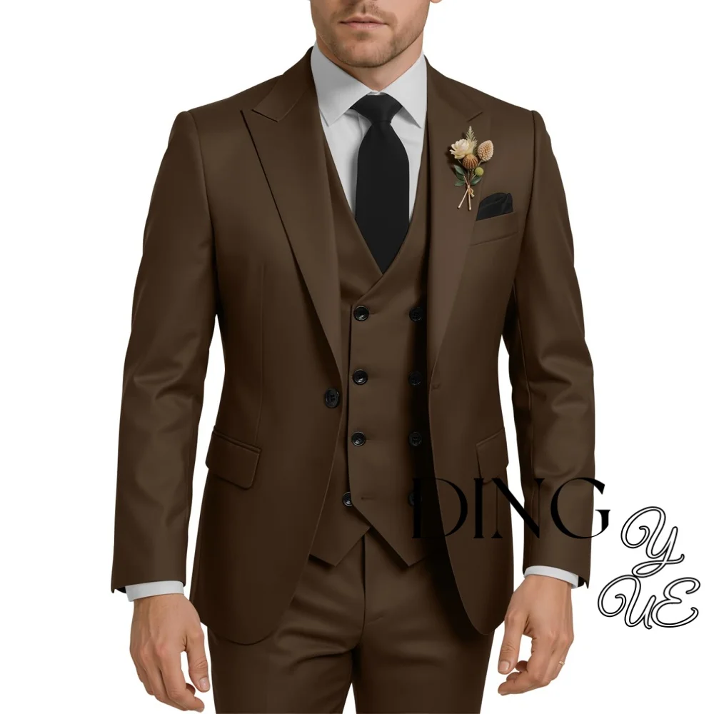 Men's Double Breasted Suit 3 Piece Suits Slim Fit Wedding Suit One Button Blazer Prom Suit Vest Pants costumes hommes Suit Sets