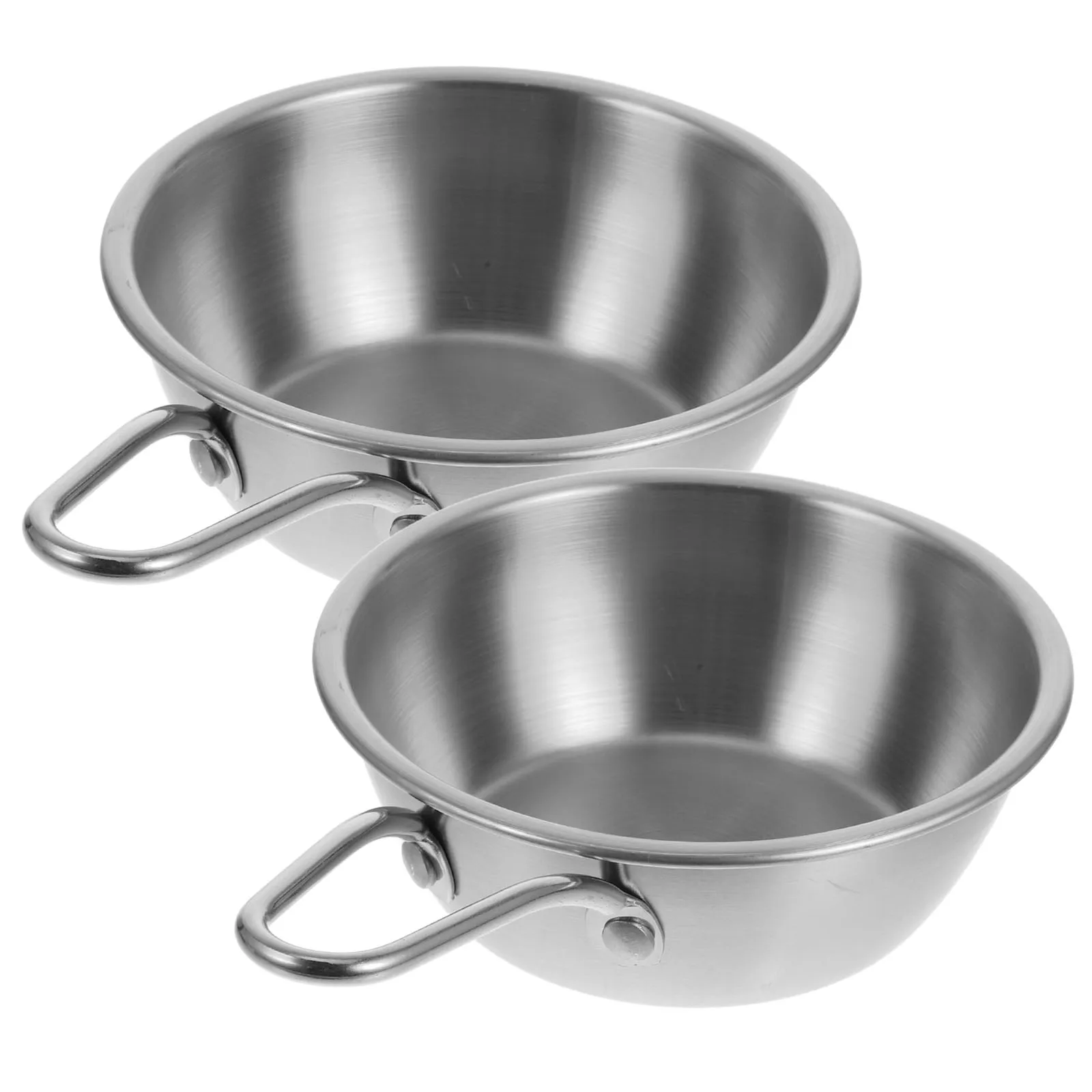 

2pcs Korean Stainless Steel Bowl With Handle Ergonomic Hot Wine Soup Cups Rice For Outdoor Camping Restaurant Party Use Light