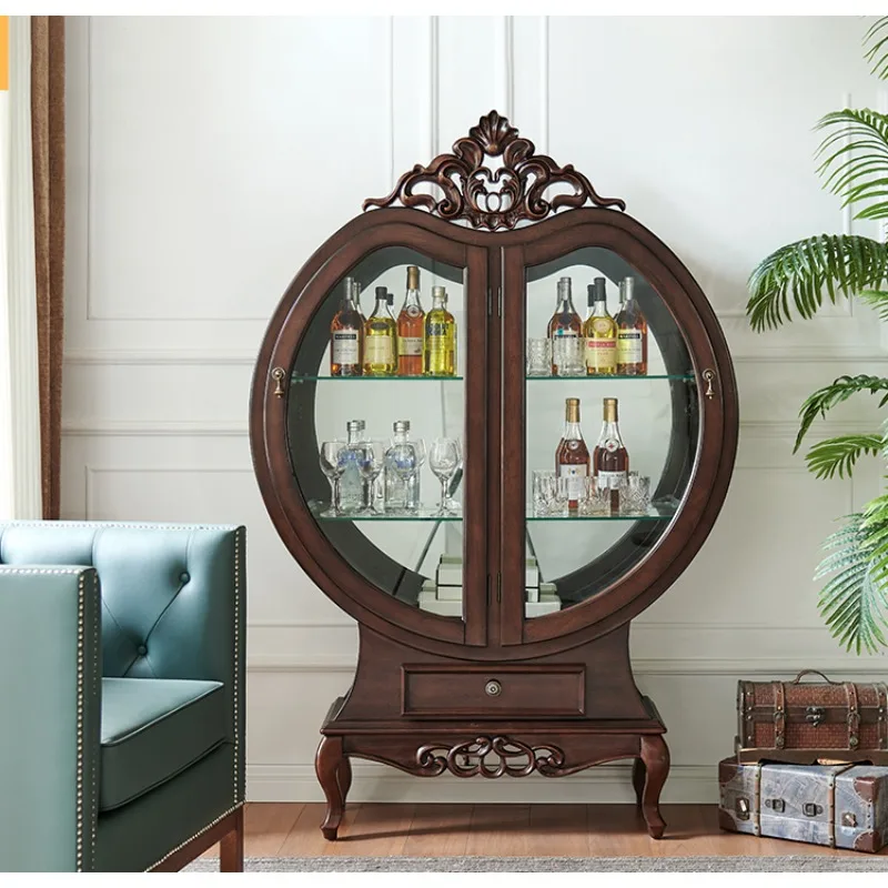 

Solid wood wine cabinet, European glass wine display cabinet, designer living room, high-end decorative cabinet, art cabinet