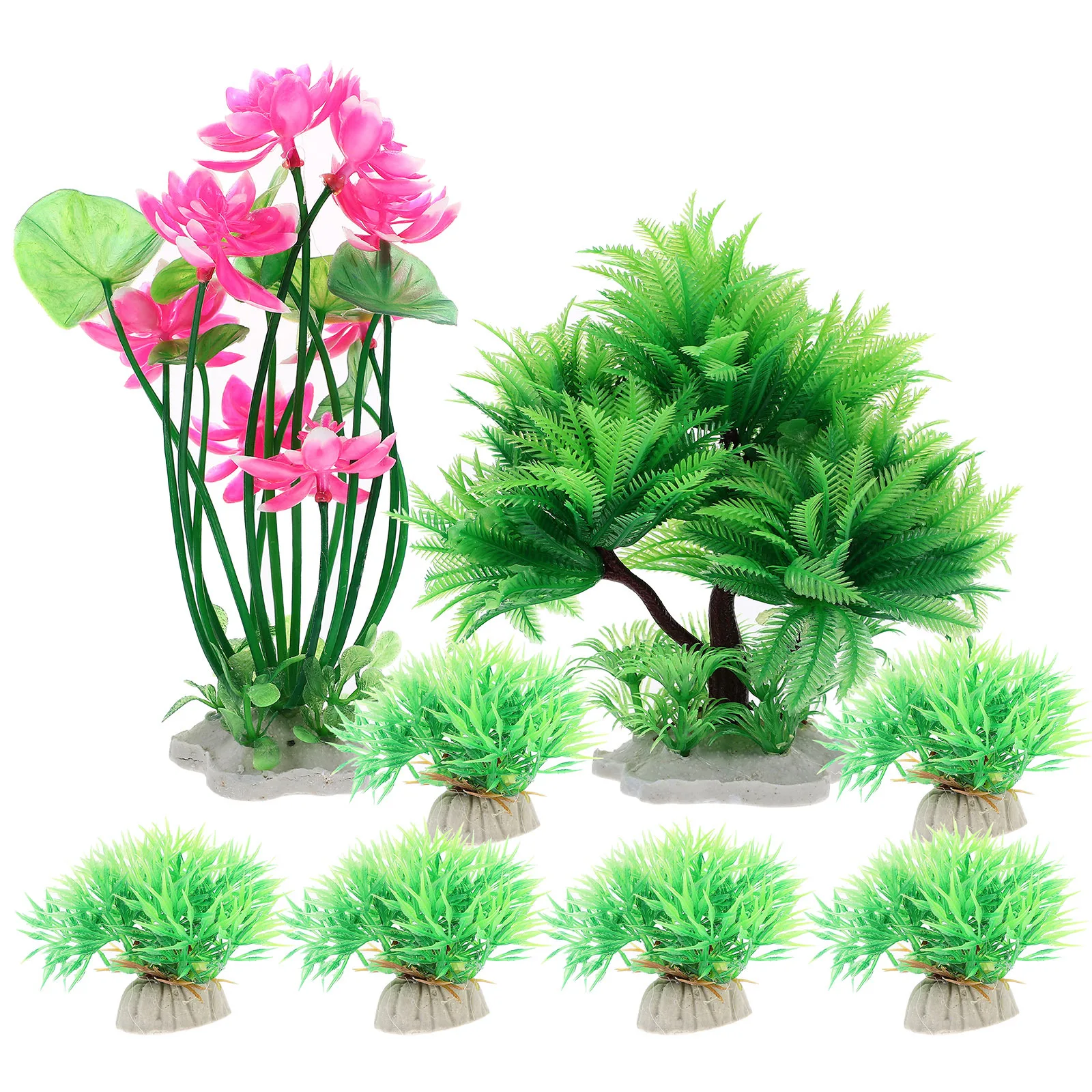 

8pcs Water Grass Decoration Realistic Aquarium Plants Fake Plants For Fish Tank Thickened Bottom Safe Plastic Fish Tank Plant