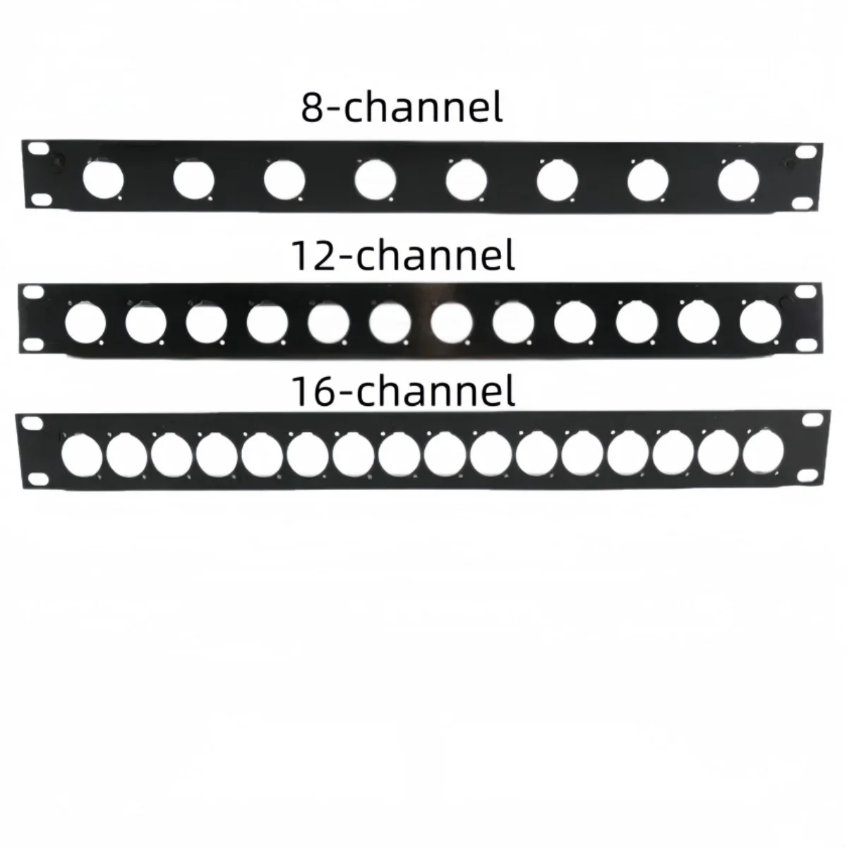 1U Cabinet Audio Patch Panel (Xlr Socket Panel) with 8-12-16 Optional Slots, D-Shaped Socket Cabinet Mounting Panel, Multi-Channel Xlr Mounting Panel