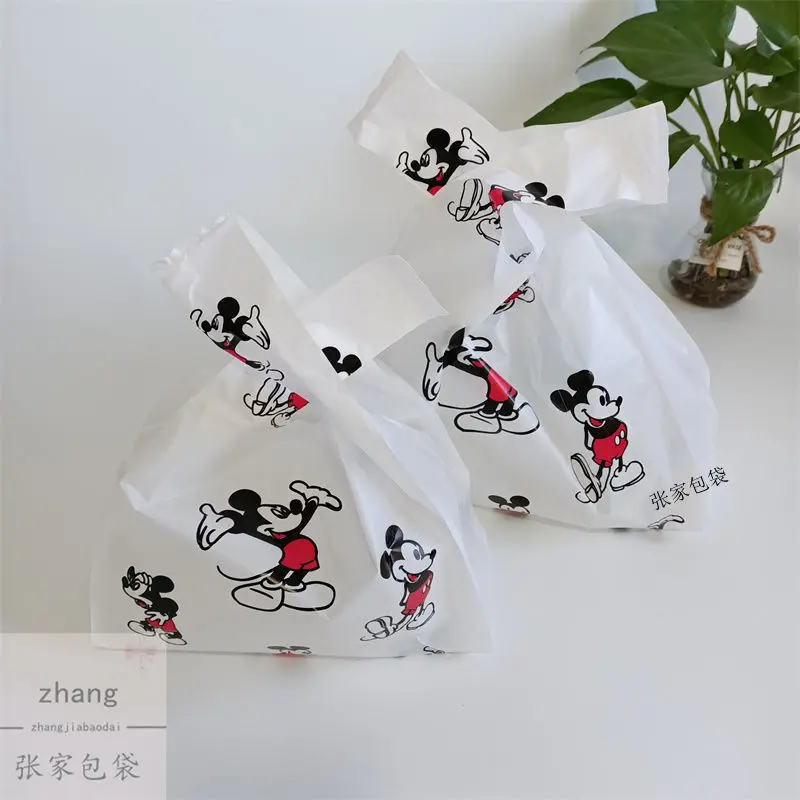 50pcs Disney Mickey Plastic Bags Anime Garbage Bag Cartoon Packaging Bag Cute Clothing Accessories Cosmetics Dessert Vest Bag