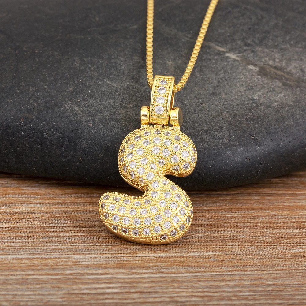 New Fashion Lucky A-Z Letters Sparkling Zircon Luxury Pendant Necklace For Women Men Initials Alphabet Chain Choker Jewelry Gift