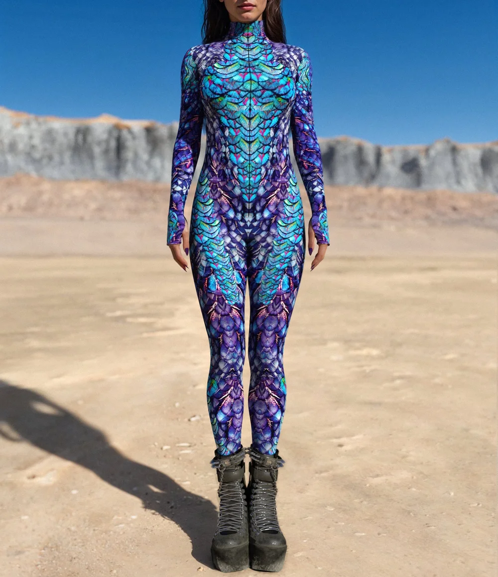 Paar-Pfauen-Leder-Bodysuit, 3D-gedruckter Pfauen-Bodysuit für Erwachsene, Rollenspiel, Punk-Bodysuit, Bodysuit für Feiertage, Partys, Karneval und Shows – Detail 2