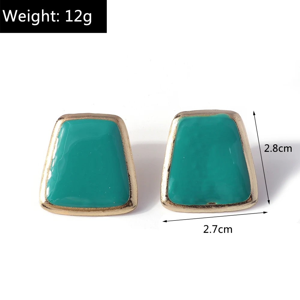 Aihua Koreanische Emaille Großen Platz Stud Ohrringe Weibliche Mode Süße Rot Weiß Farbe Geometrie Aussage Ohr Studs Schmuck Geschenke – Detail 7