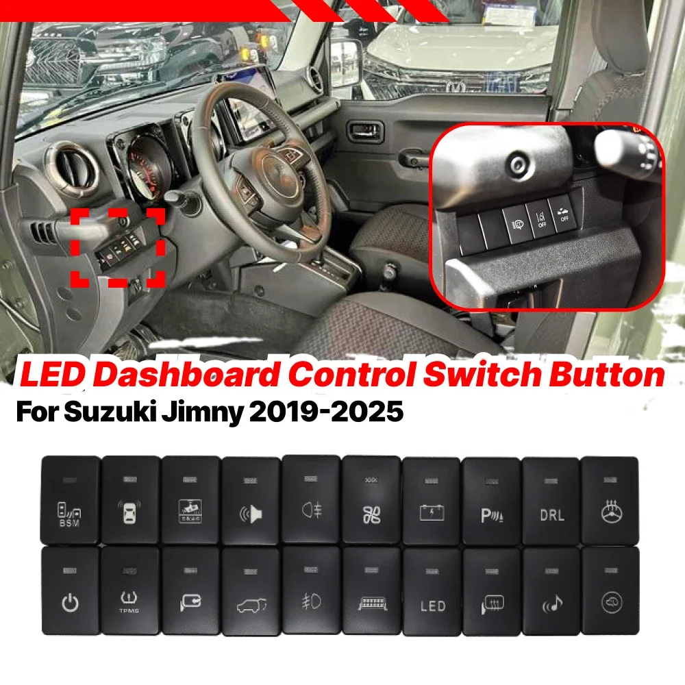 

1pcs LED Dashboard Control Switch Button with Cable Auto Accessories For Suzuki Jimny 2019 2020 2021 2022 2023 2024 2025