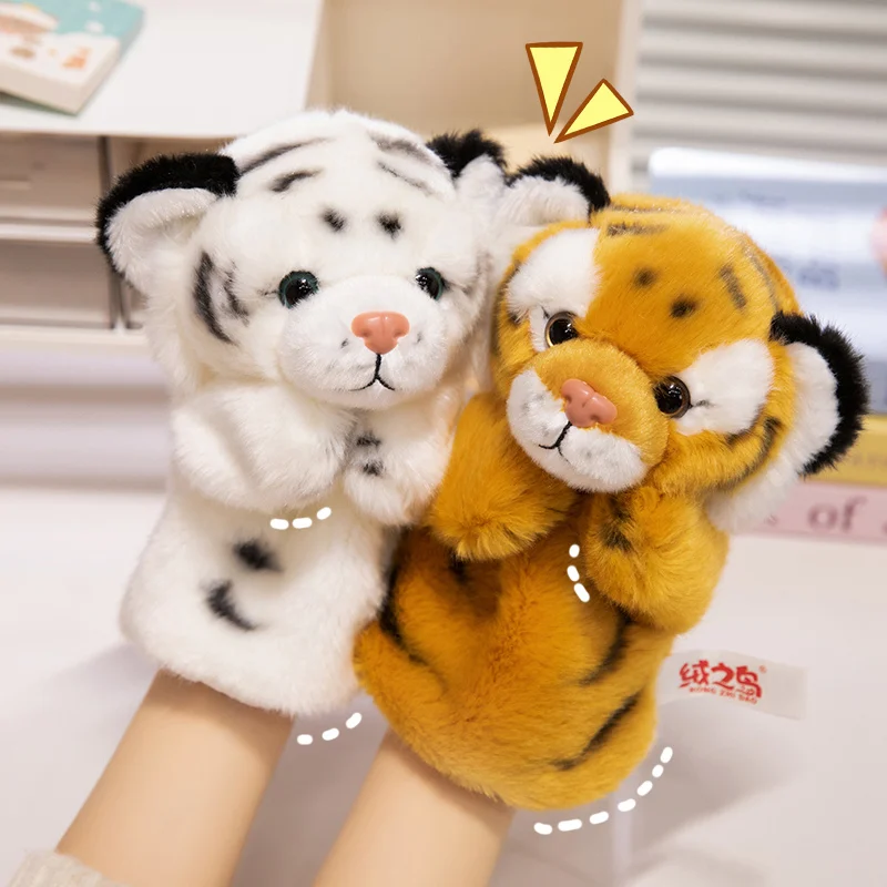 Simulation Mutter & Kind Tiger Plüsch Spielzeug Weiche Wilde Tier Weiß Braun Tiger Handpuppe Puppe Cartoon Rucksack für Kinder kinder