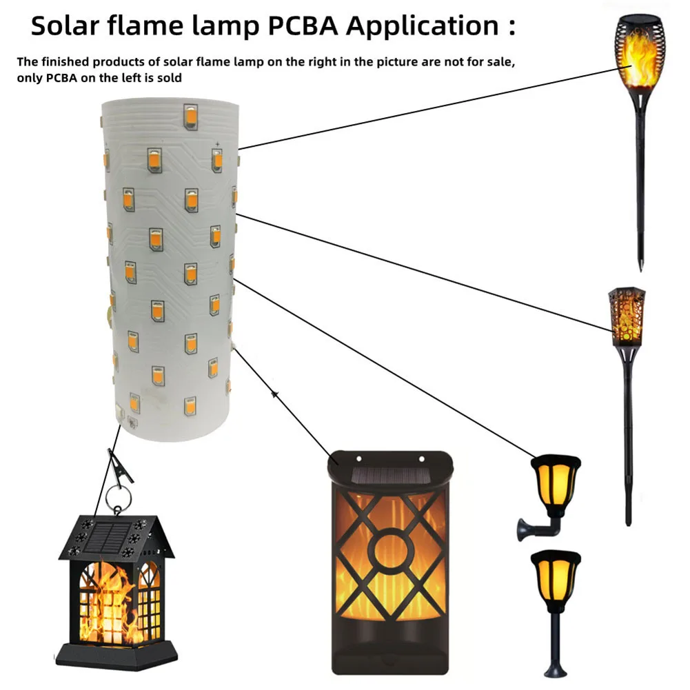 3.7V Solar Flame Lamp Board Flexible 51 LED Solar Flame Lamp Controller Battery Powered Light Circuit Board Electrical Equipment