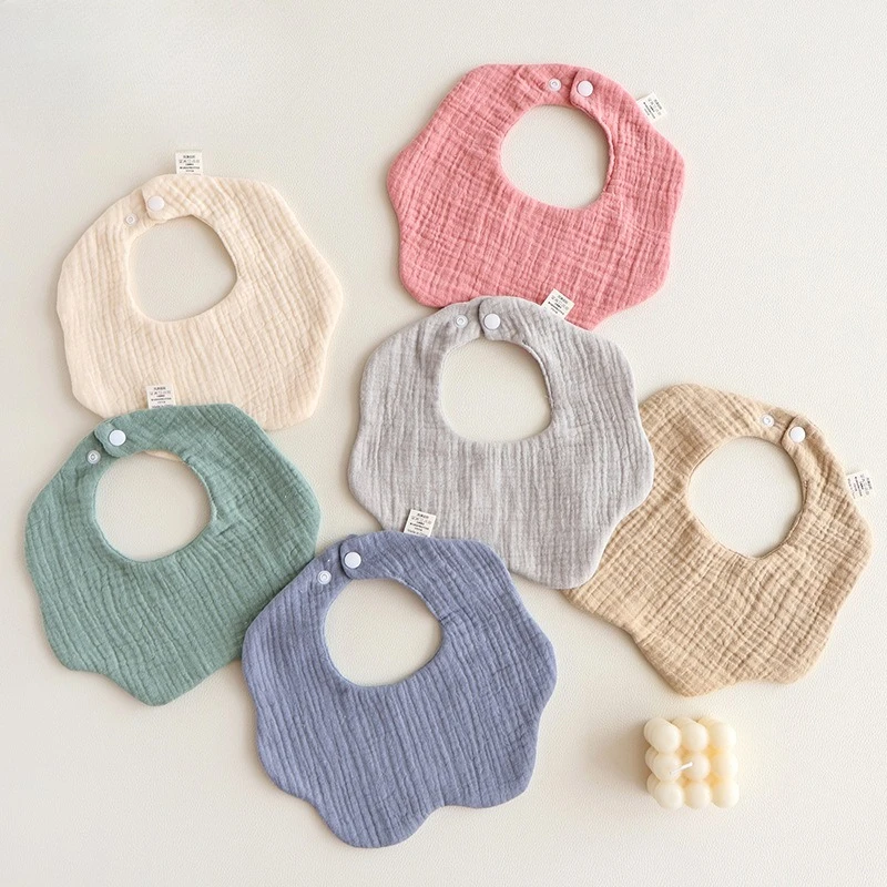 

6-Layer Cotton Drool Bibs Casual Solid Color Bib for Newborn Infant Baby Drool Bandans Ins Simplicity Korean Fashion Burp Cloths